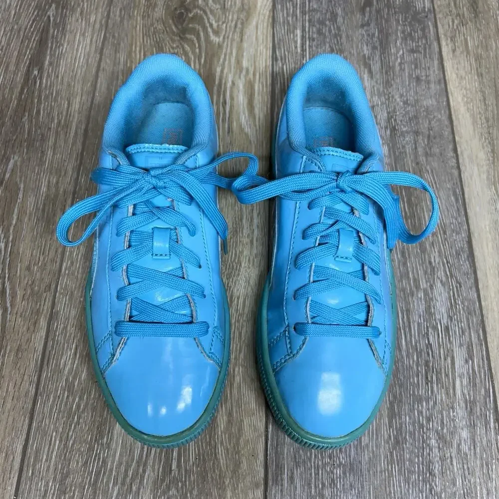 Puma Basket Classic Patent Blue Atoll 36224606 Kids Youth Size 6C Sneaker Shoes